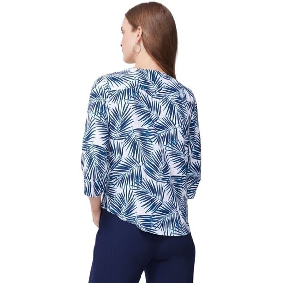 CHICO'S Caribbean Palms Tie-Front Blouse - Size Medium - Picture 2 of 9